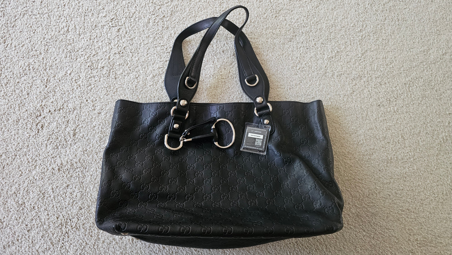 Pre-owned Gucci Black Leather Tote Bag