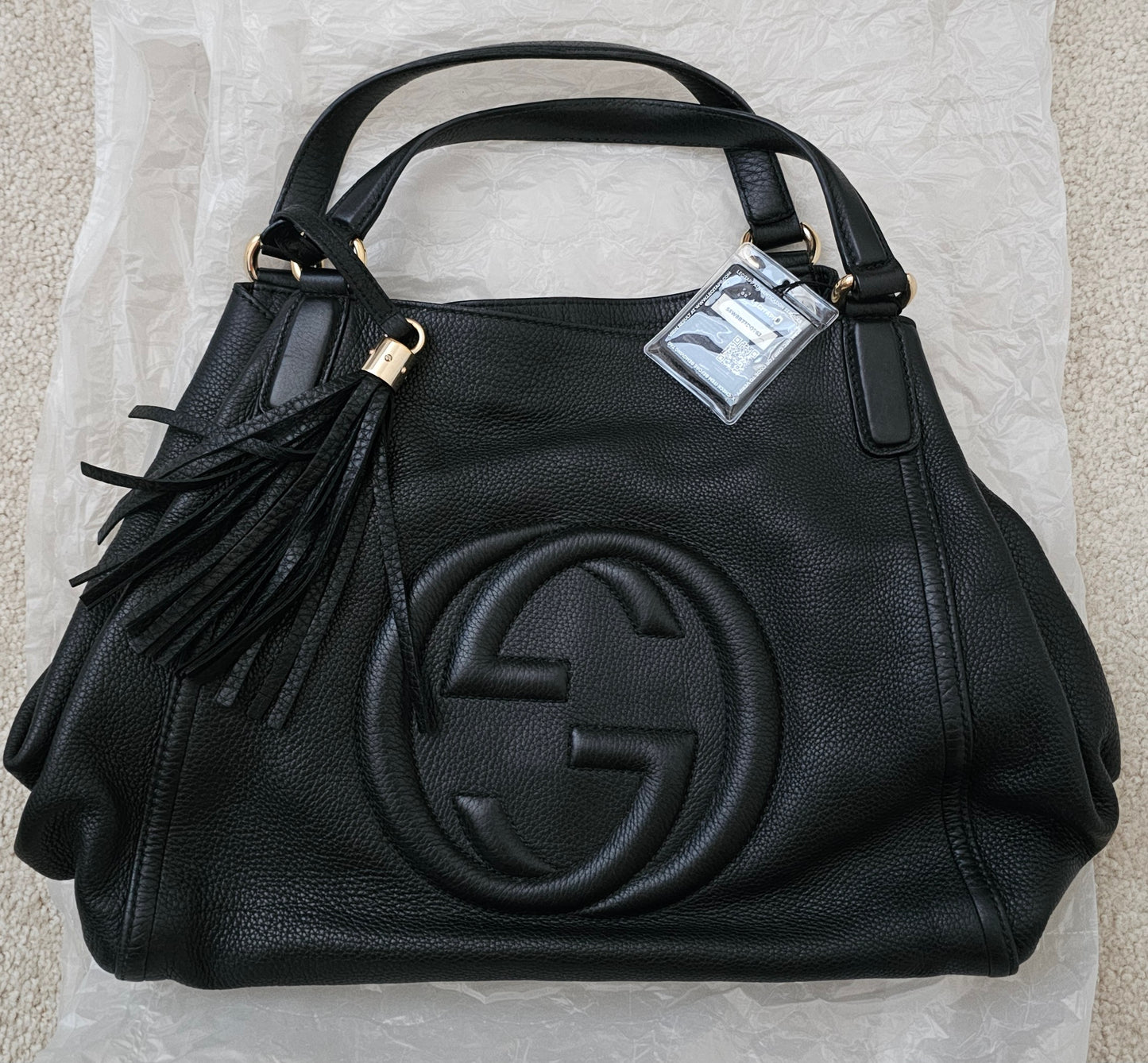 Pre-owned Gucci Black Leather Tassel Shoulder Bag